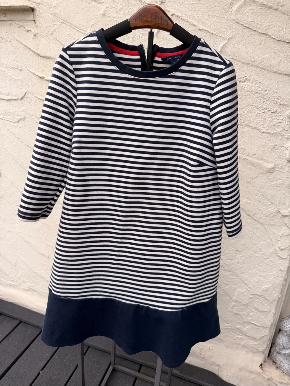 Tommy Hilfiger Navy & White Stripe Ruffle Dress size: M